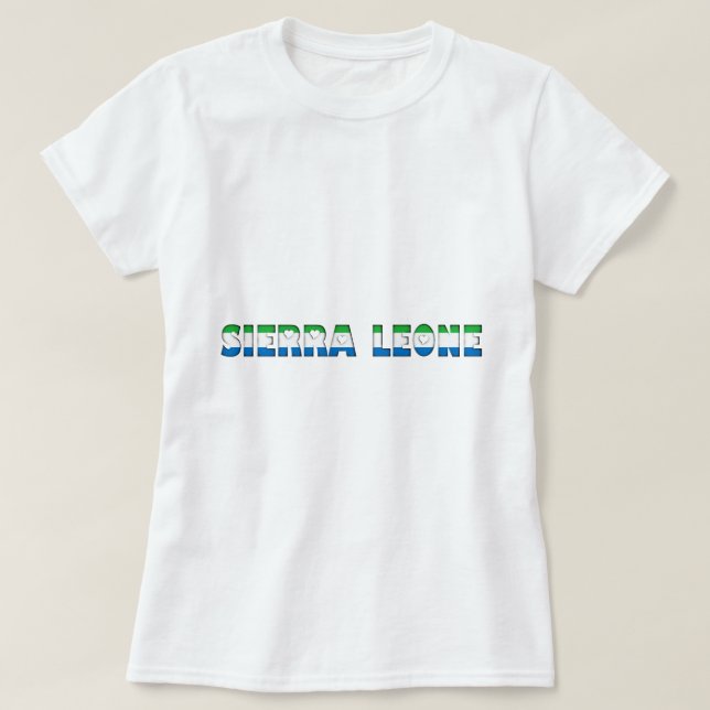 Camiseta Serra Leoa Corações Tipografia Cores de Bandeiras  (Frente do Design)