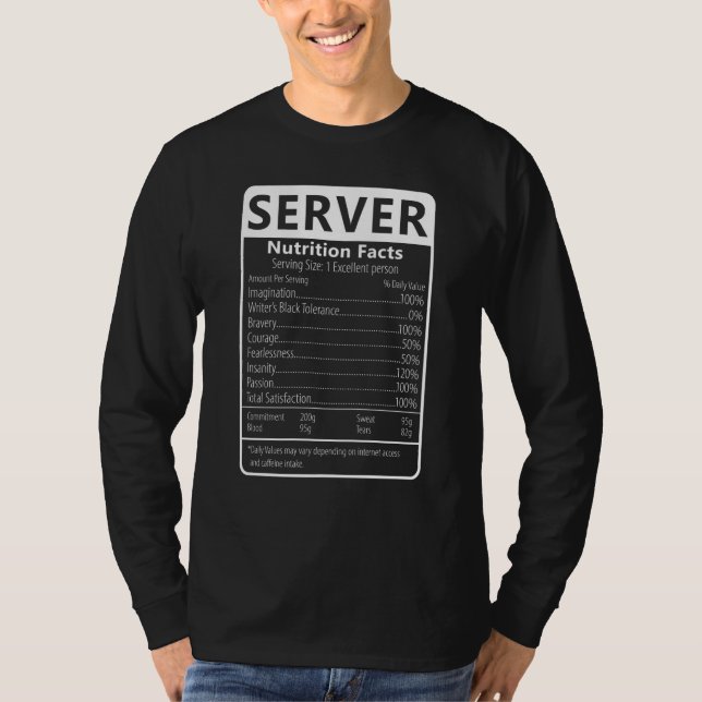 Camiseta Server Nutrition Facts Sarcastic Graphic Humor (Frente)