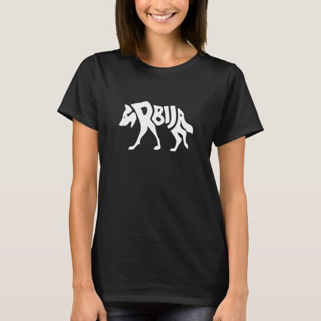 Camiseta Sérvia Cinza Wolf Srbija Word Legal Animal (Frente)
