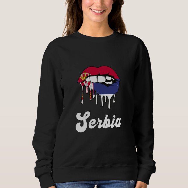 Camiseta Sérvia derretendo Lábios Ortoados Da Bandeira Sérv (Frente)