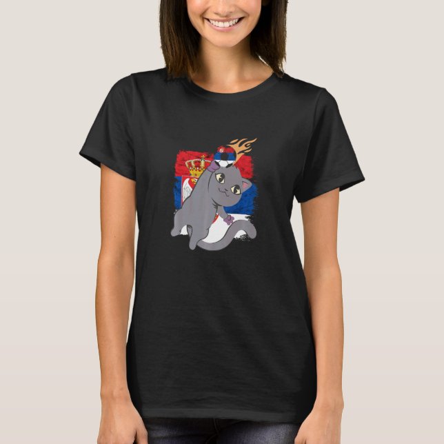 Camiseta Sérvia Gato Bandeira Sérvia Equipe de Futebol Sérv (Frente)