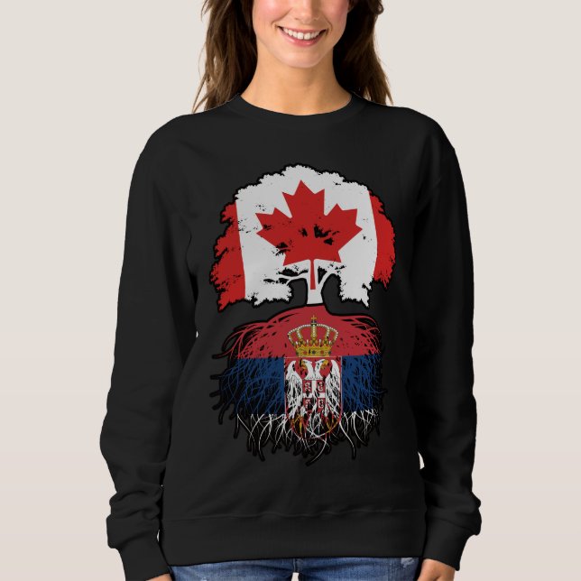 Camiseta Sérvia Sérvio Canadense Canadá Árvore Bandeira (Frente)