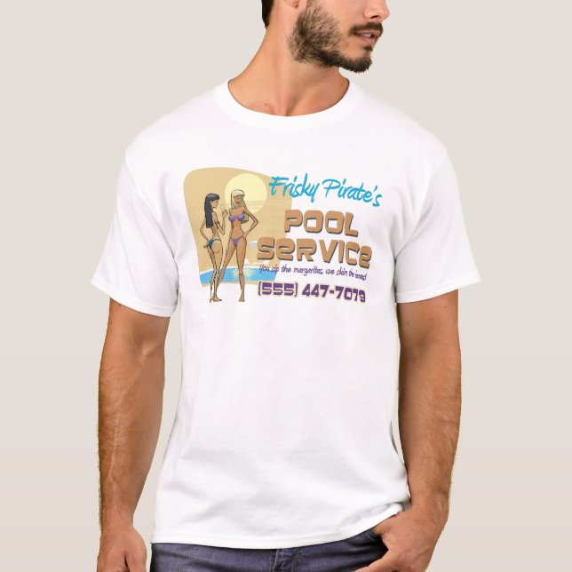 Camiseta Serviço da piscina do pirata Frisky (Frente)