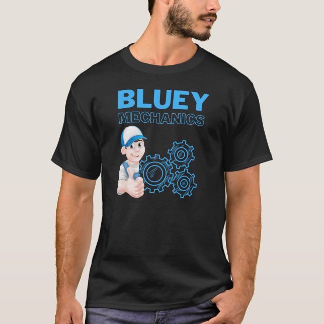 Camiseta Serviço de Automóveis Mecânicos Bluey (Frente)