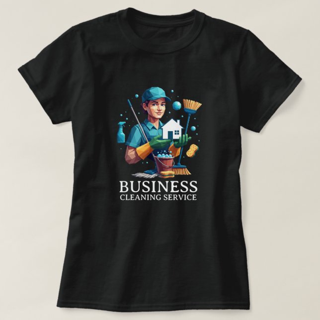 Camiseta Serviço de Limpeza de Casa Moderna Serviço de Limp (Frente do Design)
