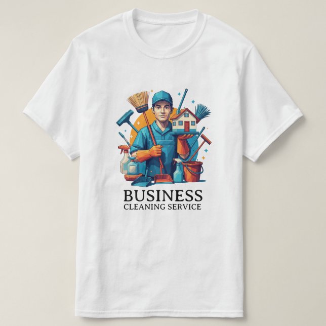 Camiseta Serviço de Limpeza de Casa Moderna Serviço de Limp (Frente do Design)