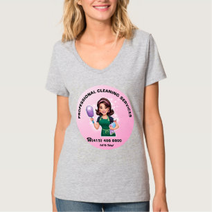 Camiseta Serviço de Limpeza de Maid de Brunette