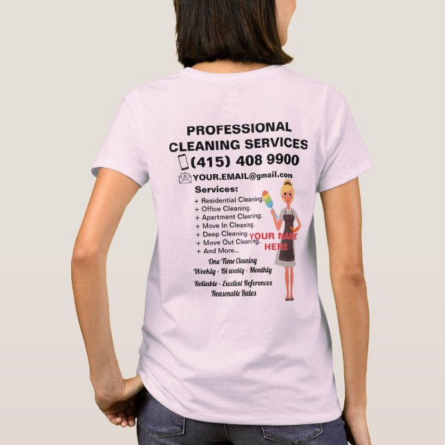 Camiseta Serviço de Limpeza Serviço Doméstico Janitorial Ma (Verso)