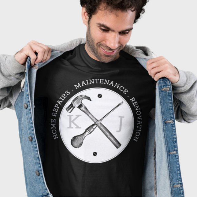 Camiseta Serviço de Logotipo de Monograma Personalizado par (Mock-up Front Image)