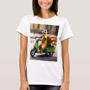 Camiseta Serviço Rápido: Meerkat Entrega Pizza em Tuk-tuk