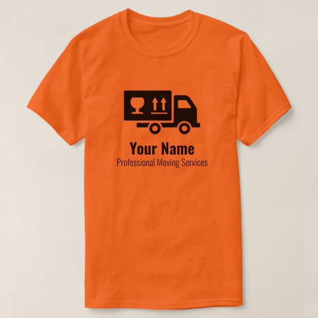 Camiseta Serviços de movimentação personalizáveis laranja (Frente do Design)