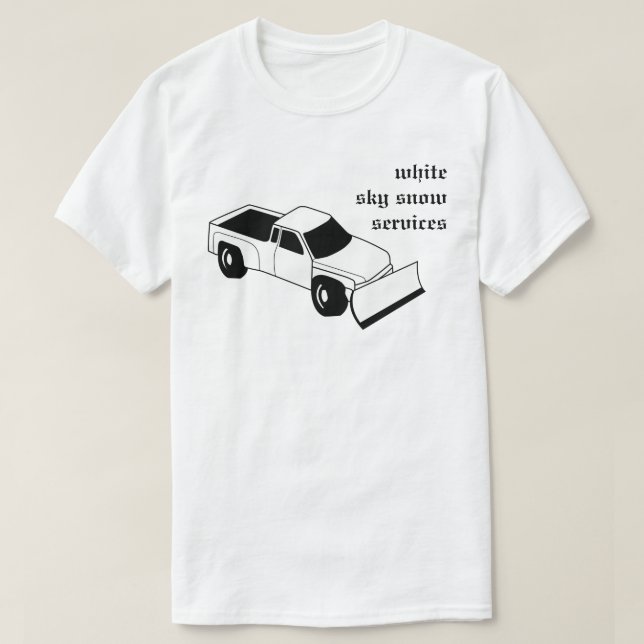 Camiseta serviços de neve no céu branco (Frente do Design)
