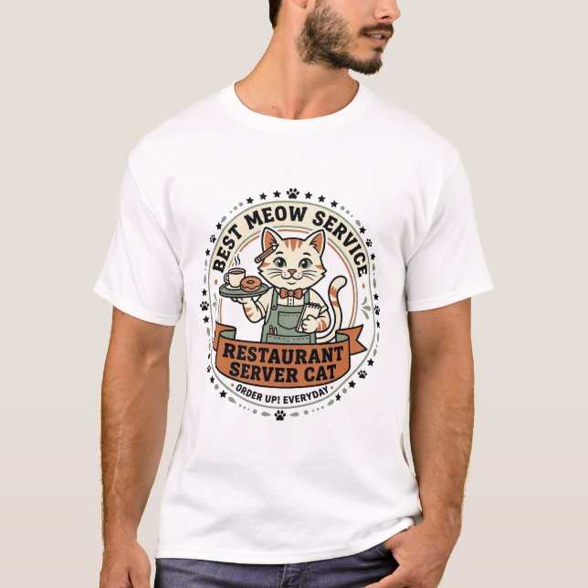Camiseta Servidor de Restaurante Gato Servidor de Restauran (Frente)