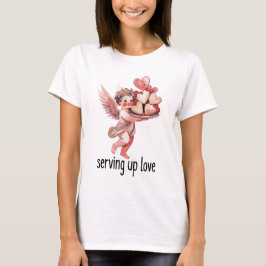Camiseta Servindo Amor Anjo Vintage Coração do Dia dos Namo