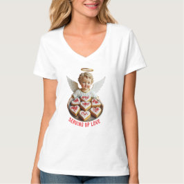 Camiseta Servindo Amor Chic Valentine Vintage Chef Querubim