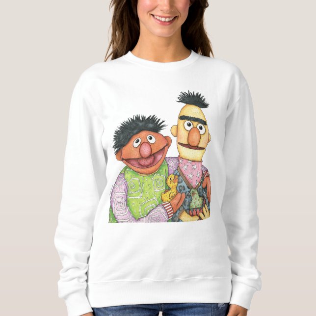 Camiseta Sesame Street Bert e Ernie Watercolor (Frente)