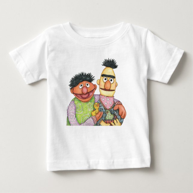 Camiseta Sesame Street Bert e Ernie Watercolor (Frente)