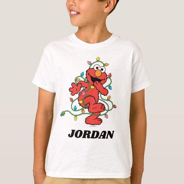 Camiseta Sesame Street | Luzes de Natal do Elmo (Frente)