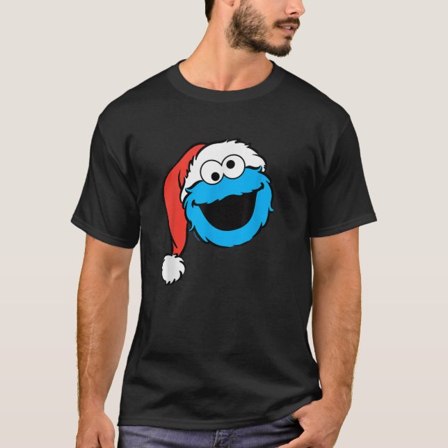 Camiseta Sesame Street Natal Santa Hat Cookie Monster F (Frente)