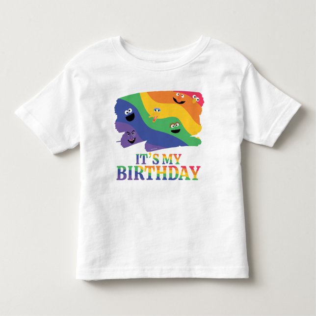 Camiseta Sesame Street Pals Rainbow Birthday (Frente)