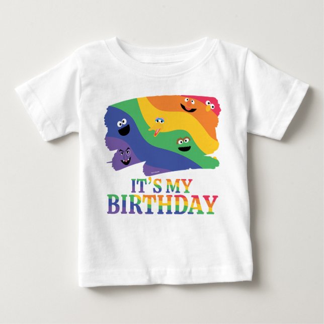 Camiseta Sesame Street Pals Rainbow Birthday (Frente)