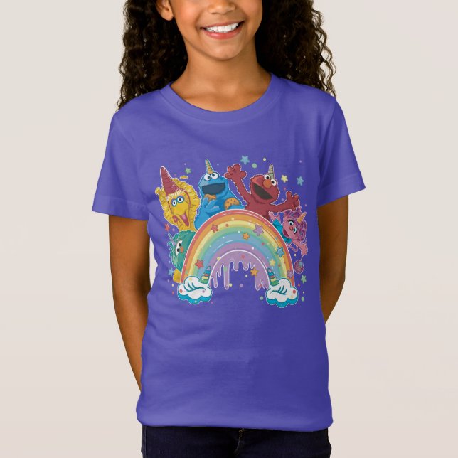 Camiseta Sesame Street Unicorn Rainbow (Frente)