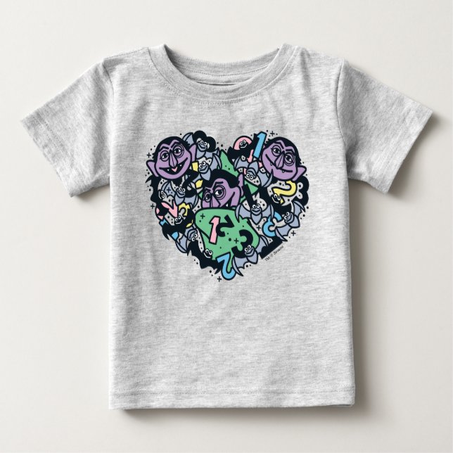 Camiseta Sésamo Sésamo | Conde von Count Doodle Heart (Frente)