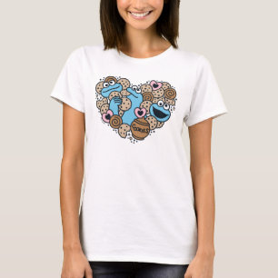 Camiseta Sésamo Sésamo Cookie Monster Doodle Heart