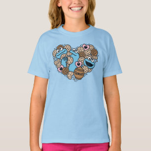 Camiseta Sésamo Sésamo Cookie Monster Doodle Heart