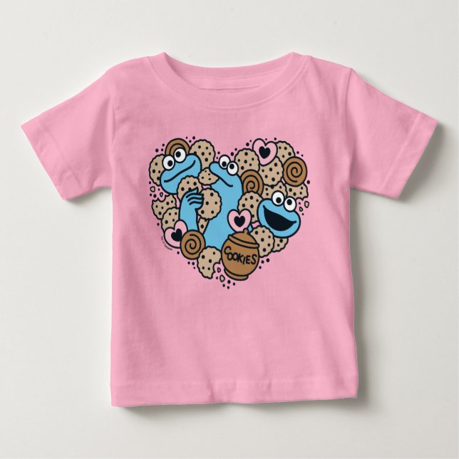 Camiseta Sésamo Sésamo | Cookie Monster Doodle Heart (Frente)