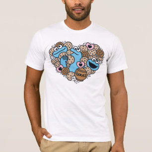 Camiseta Sésamo Sésamo Cookie Monster Doodle Heart