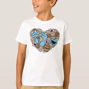 Camiseta Sésamo Sésamo Cookie Monster Doodle Heart