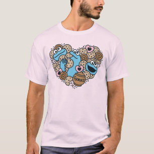 Camiseta Sésamo Sésamo   Cookie Monster Doodle Heart