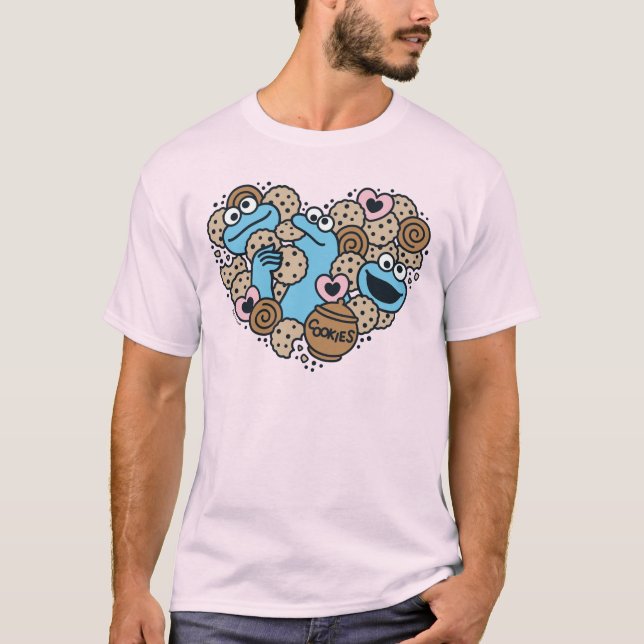 Camiseta Sésamo Sésamo | Cookie Monster Doodle Heart (Frente)
