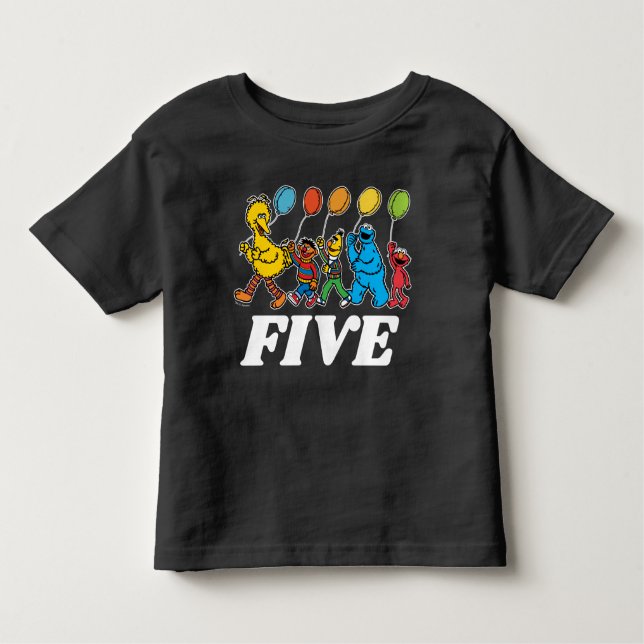 Camiseta Sésamo Street Pals | 5 Birthday Balloons Toddler (Frente)