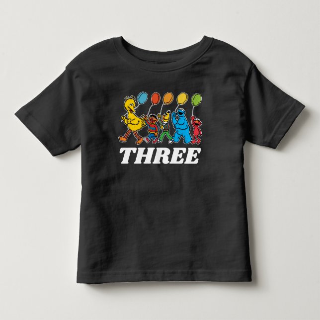 Camiseta Sésamo Street Pals | aniversário de 3 anos Balões  (Frente)