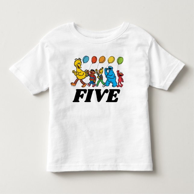 Camiseta Sésamo Street Pals | Balões de Aniversário 5 (Frente)