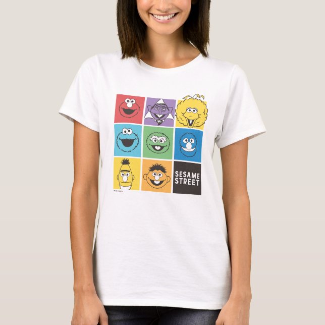 Camiseta Sésamo Street Pals | Blocos de cores (Frente)