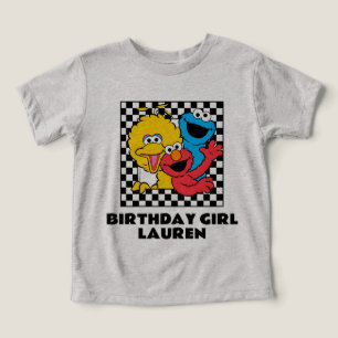Camiseta Sésamo Street Pals checaram a garota de aniversári