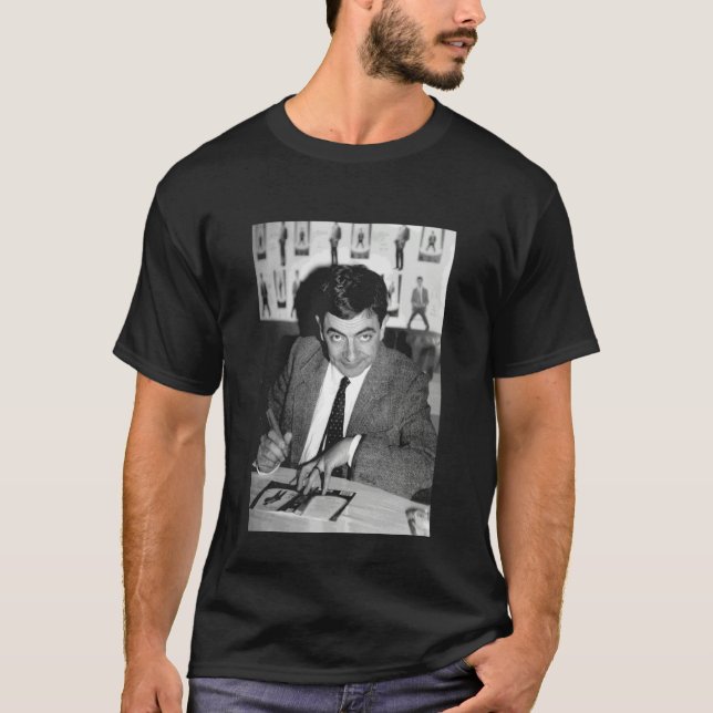 Camiseta Sessão de Autógrafo de Mr Bean Rowan Atkinson 1 (Frente)