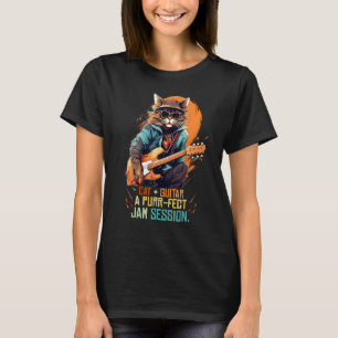 Camiseta Sessão de Jam de Gatos para Garotos de Rock'n Roll