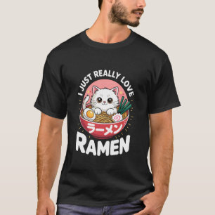 Camiseta Sessão de Sorvo de Ramen de Gato Design de Animal 