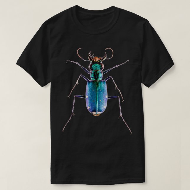 Camiseta Sessenta Besouro Verde-Tigre Cicindela sexguttata (Frente do Design)