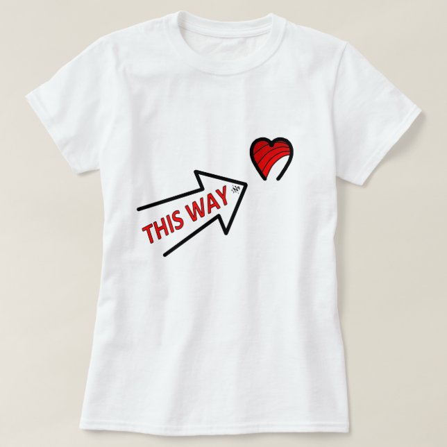 Camiseta Seta de amor que aponta ao coração (Frente do Design)