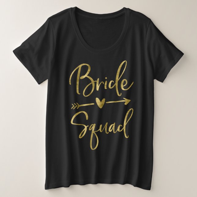 Camiseta Seta de Script Dourada Plus-Size Esquadrão Brito (Frente do Design)