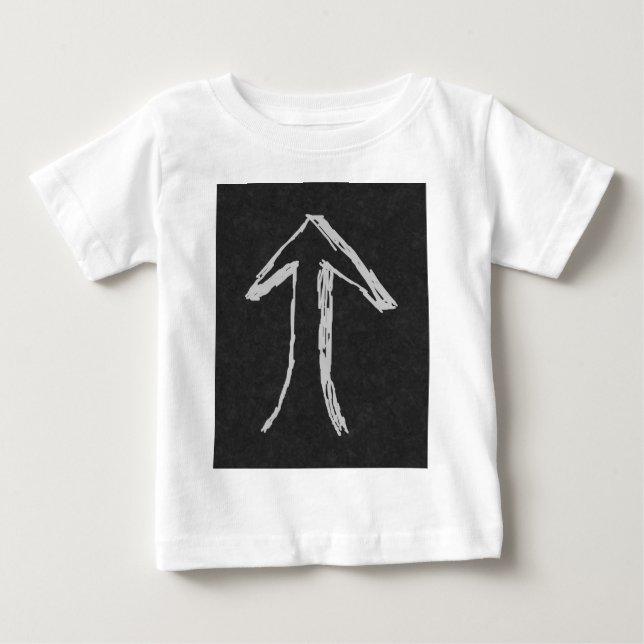 Camiseta Seta que aponta acima. Cinzas no fundo escuro (Frente)