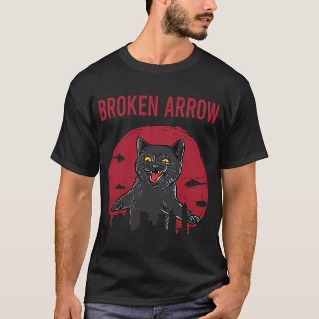Camiseta Seta Quebrada de Gato Negro Engraçado (Frente)