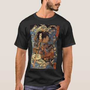 Camiseta Seta Retroativa Japonesa Ferida Samurai Riding Sea