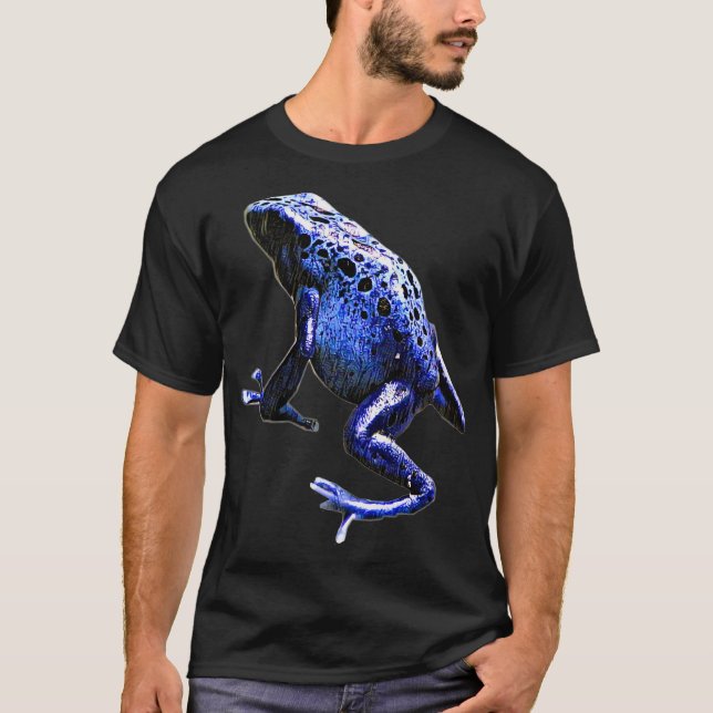 Camiseta Seta Sapo Design de Seta Dart Azul Seta Venenosa (Frente)