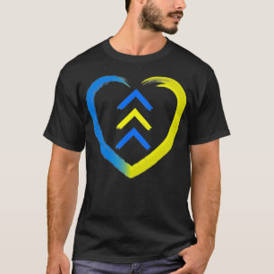 Camiseta Setas T21 Do Coração Azul E Amarelo Abaixo Sindrom